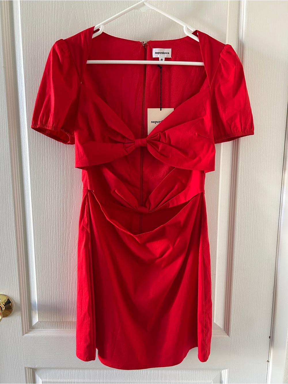 NWT Superdown Revolve Red Bow Cutout Mini Dress Size M Cocktail Party Barbiecore